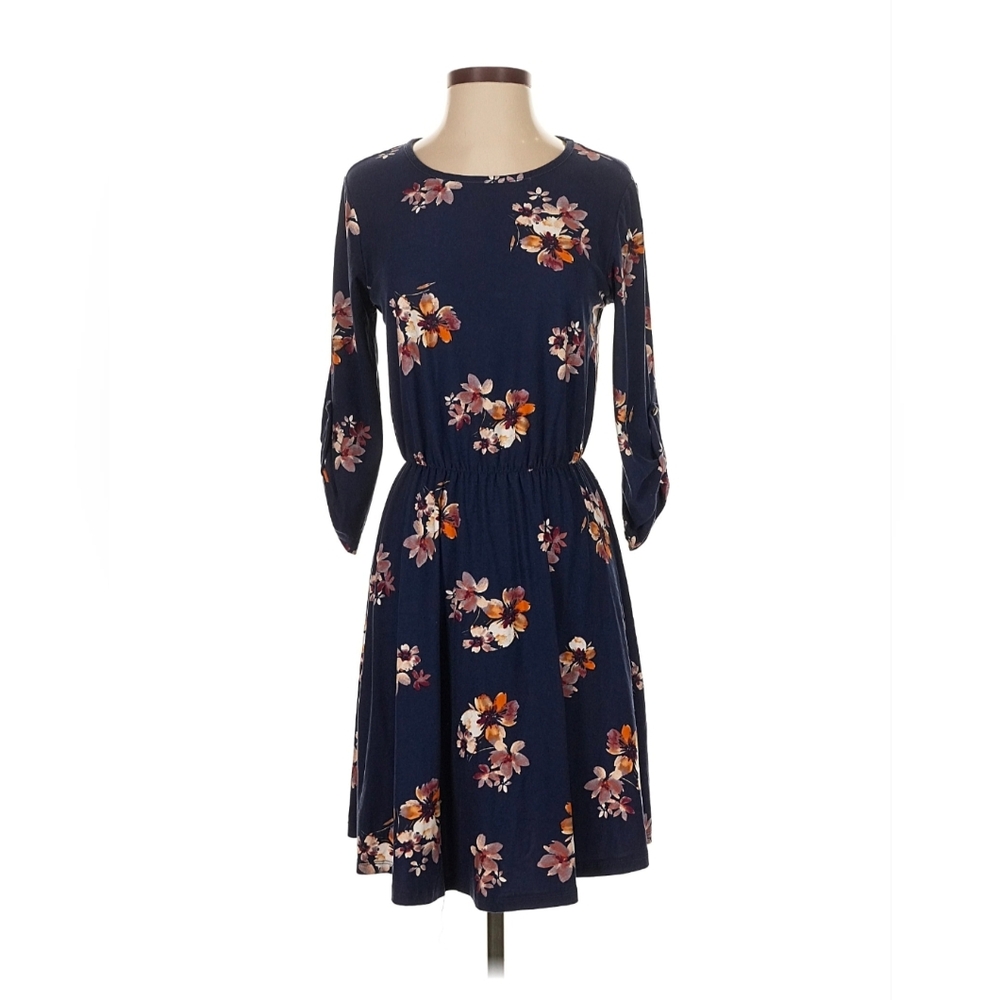 French Grey Floral Print Dress